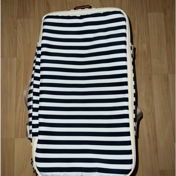 Navy Blue Striped Large Square Insulated Tote Bag - Picture 3 of 5